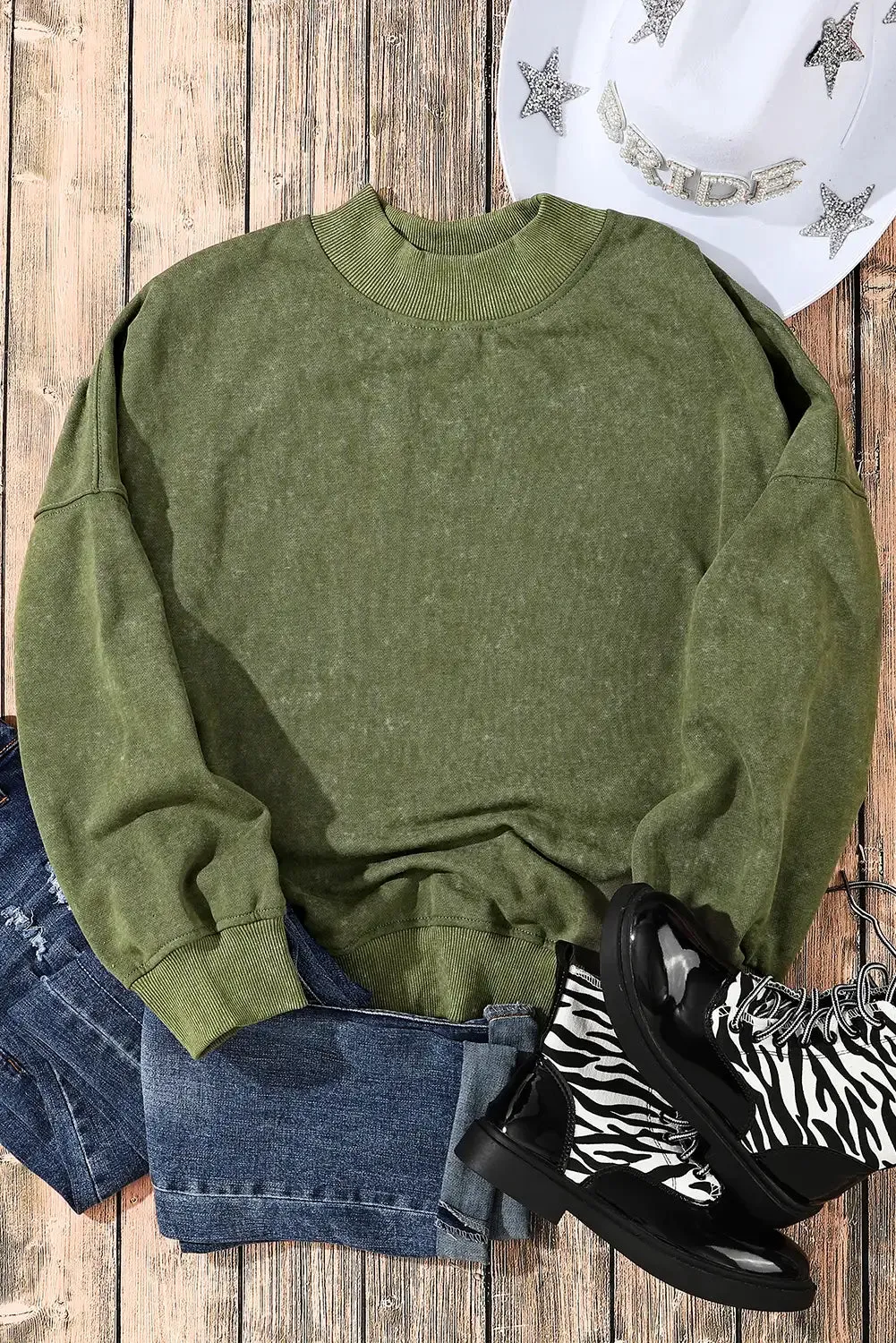 Vintage Green Drop Shoulder Sweatshirt