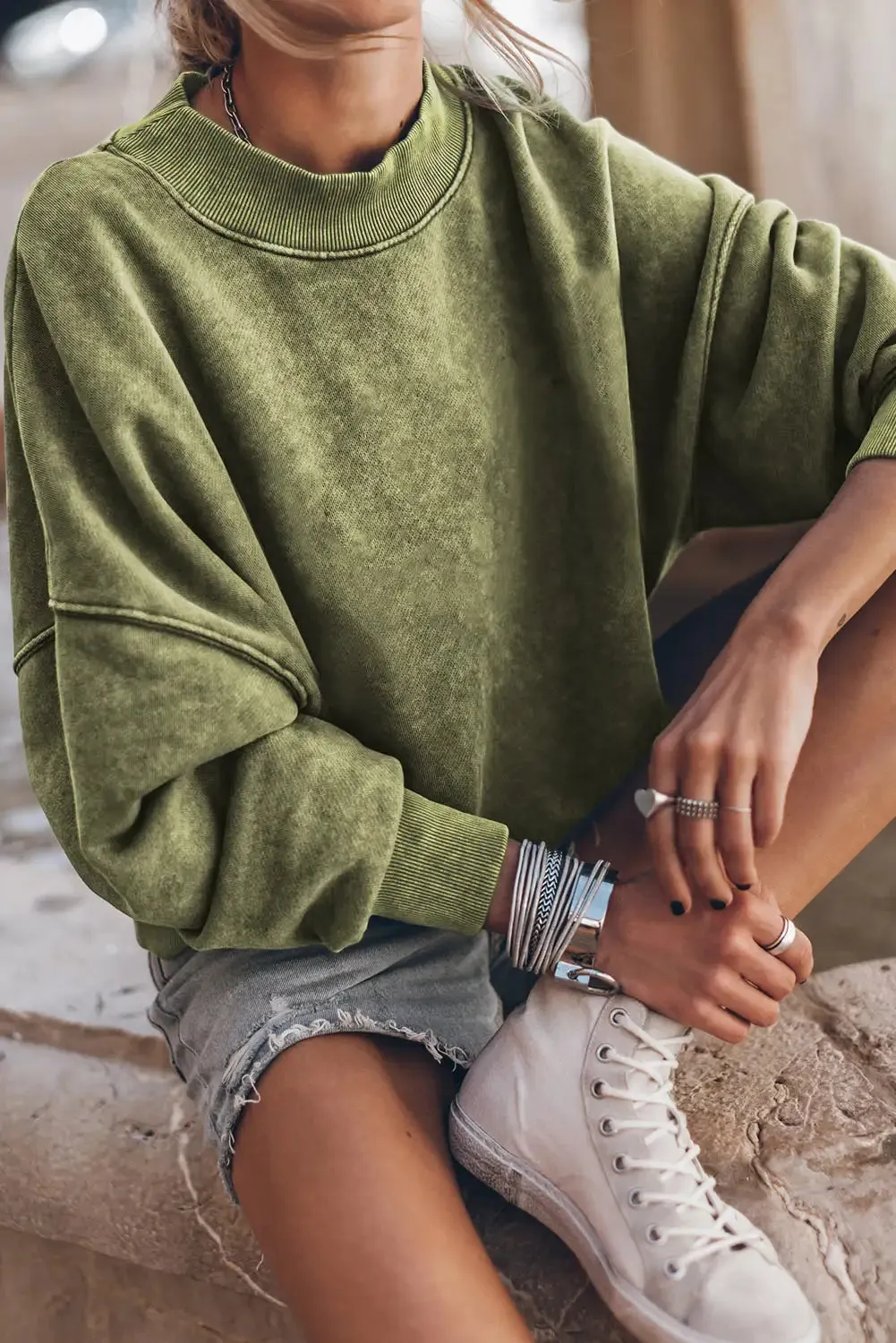 Vintage Green Drop Shoulder Sweatshirt