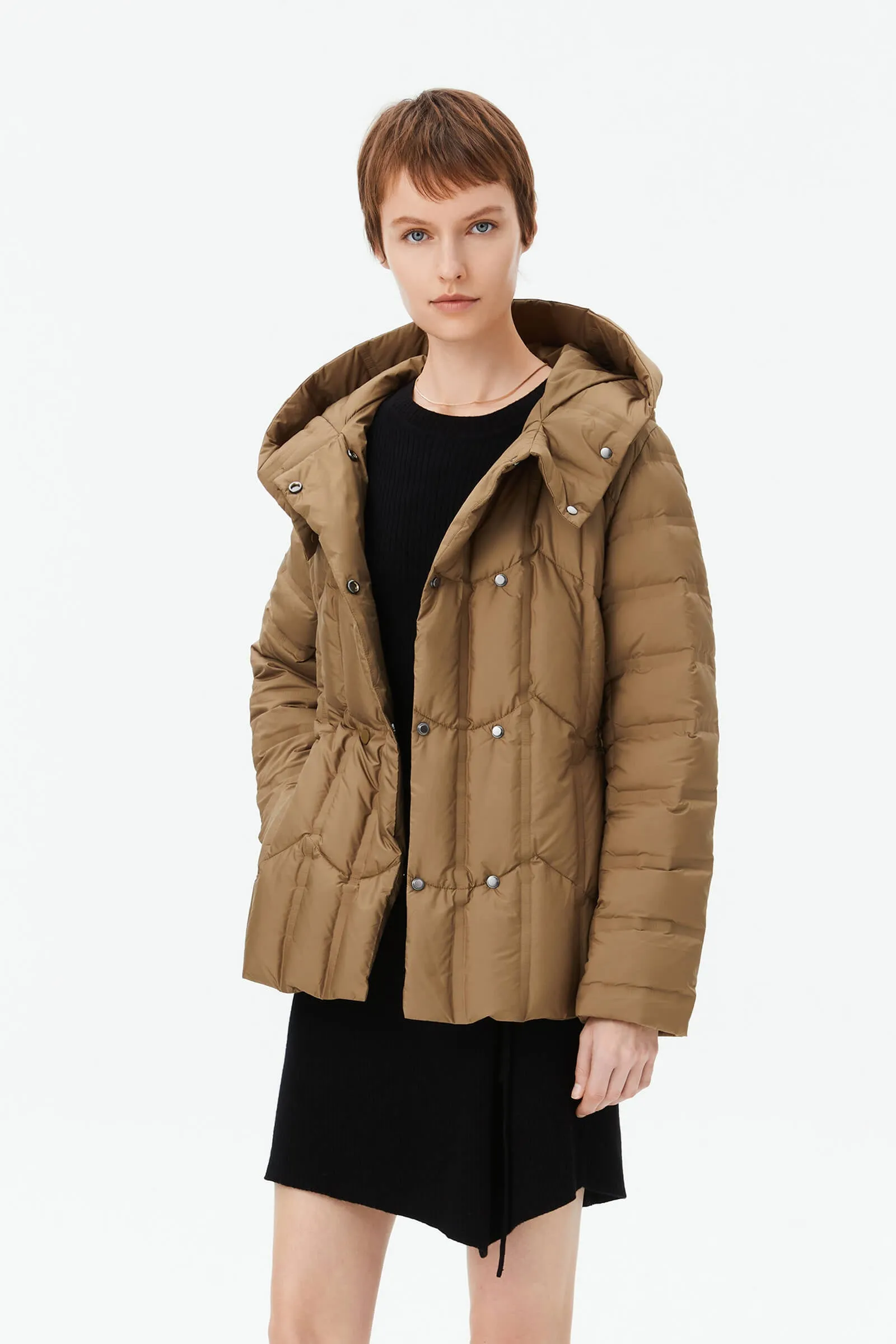 Warm Hooded Goose Down Jacket