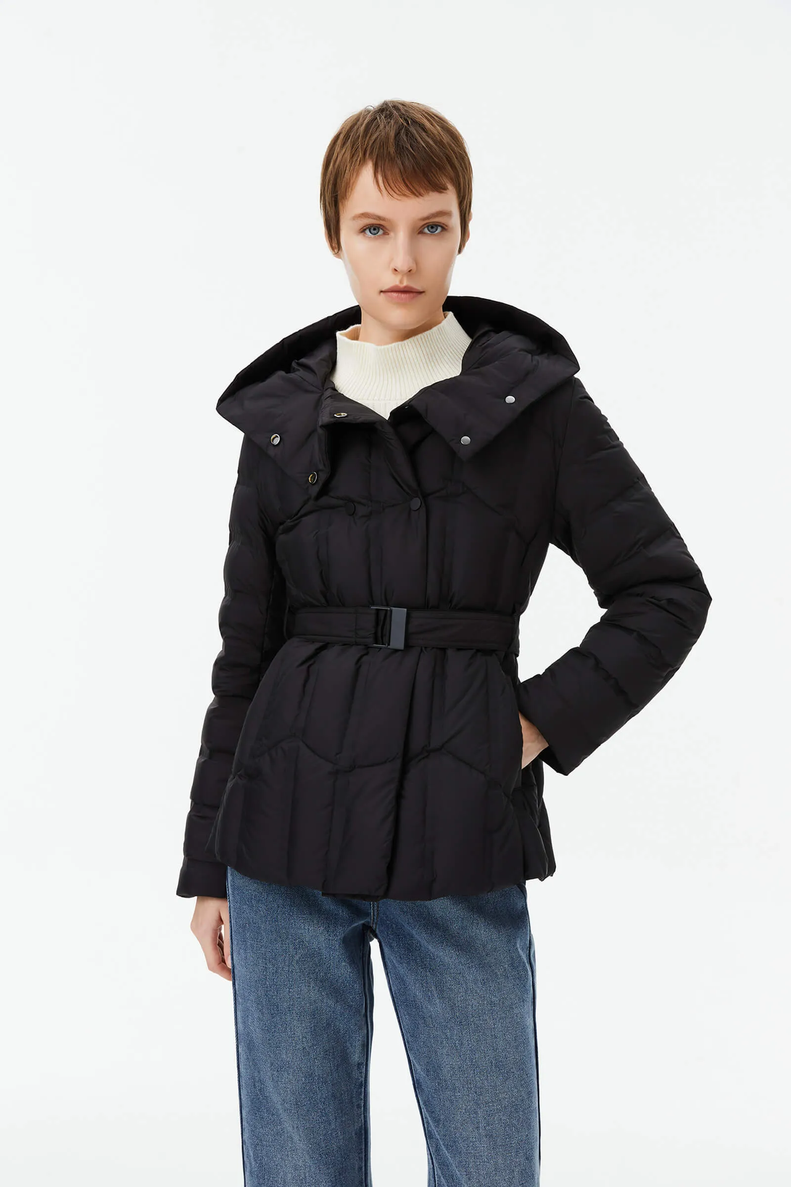 Warm Hooded Goose Down Jacket