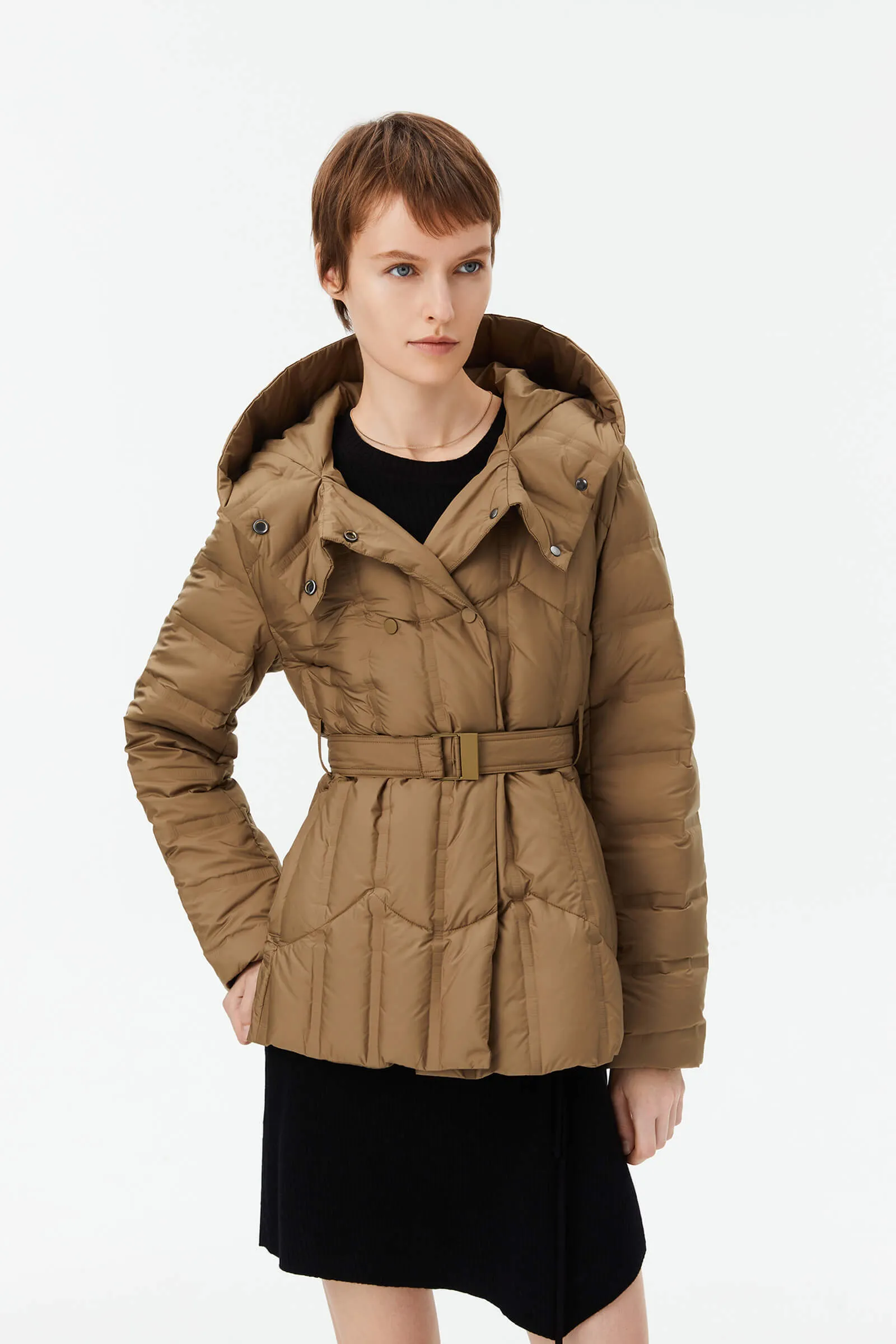 Warm Hooded Goose Down Jacket