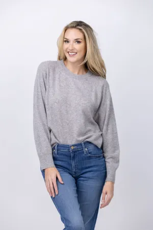 White   Warren Cashmere Sweatshirt in Grey Heather