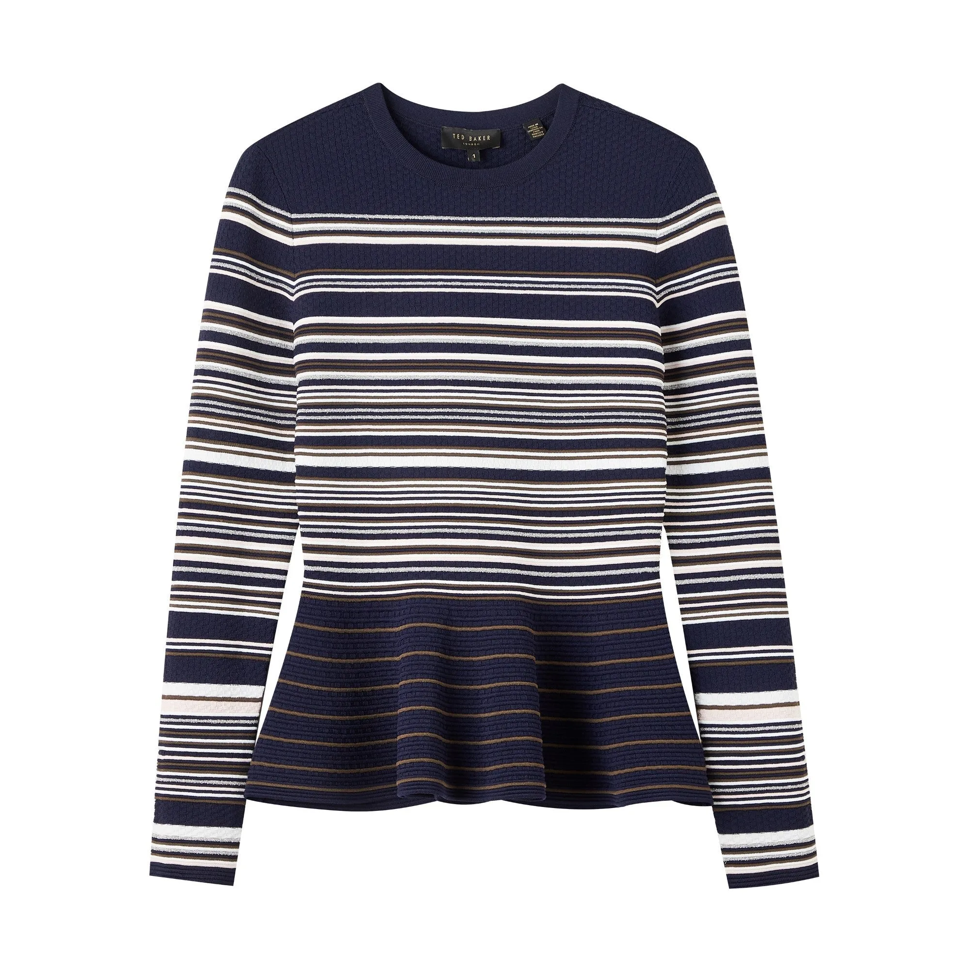 Women Moliiey-Stripe Effect Peplum Jumper - Navy