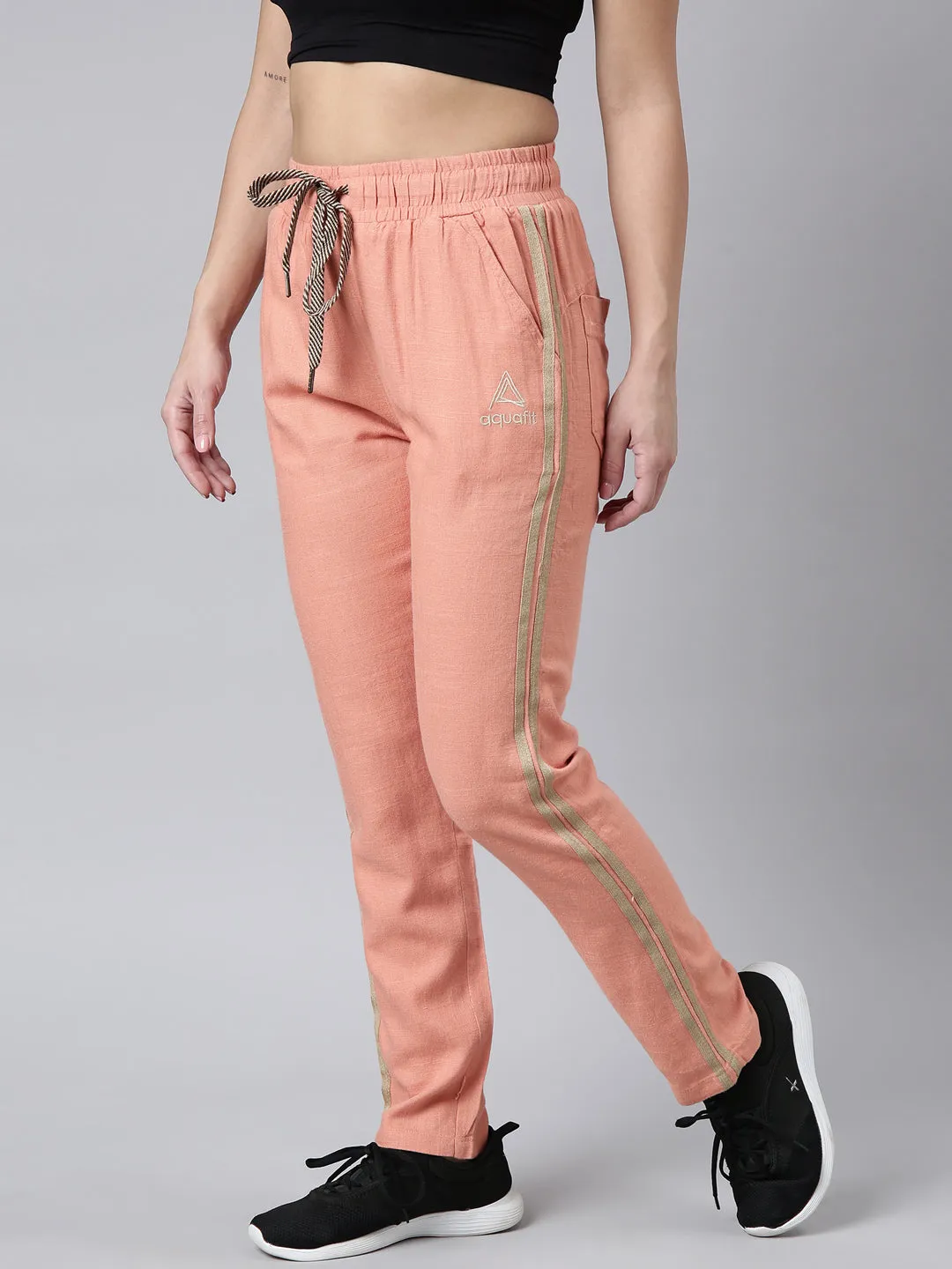 Women Solid Slim Fit Orange Track Pant