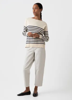 Women's Breton Stripe Jumper in Ecru/Navy