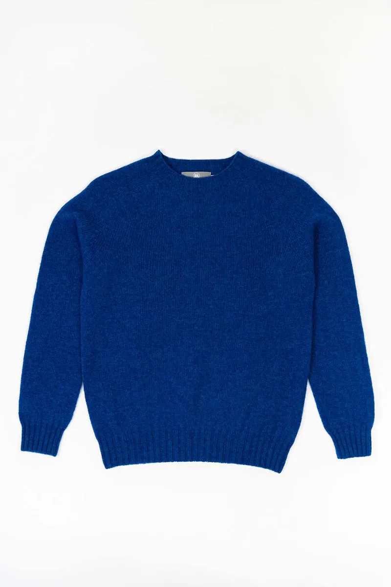 Womens Seamless Saddle Shoulder Shetland Jumper - Cobalt Blue