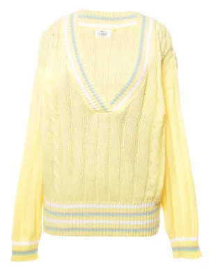 Yellow Cable Knit Jumper - XL